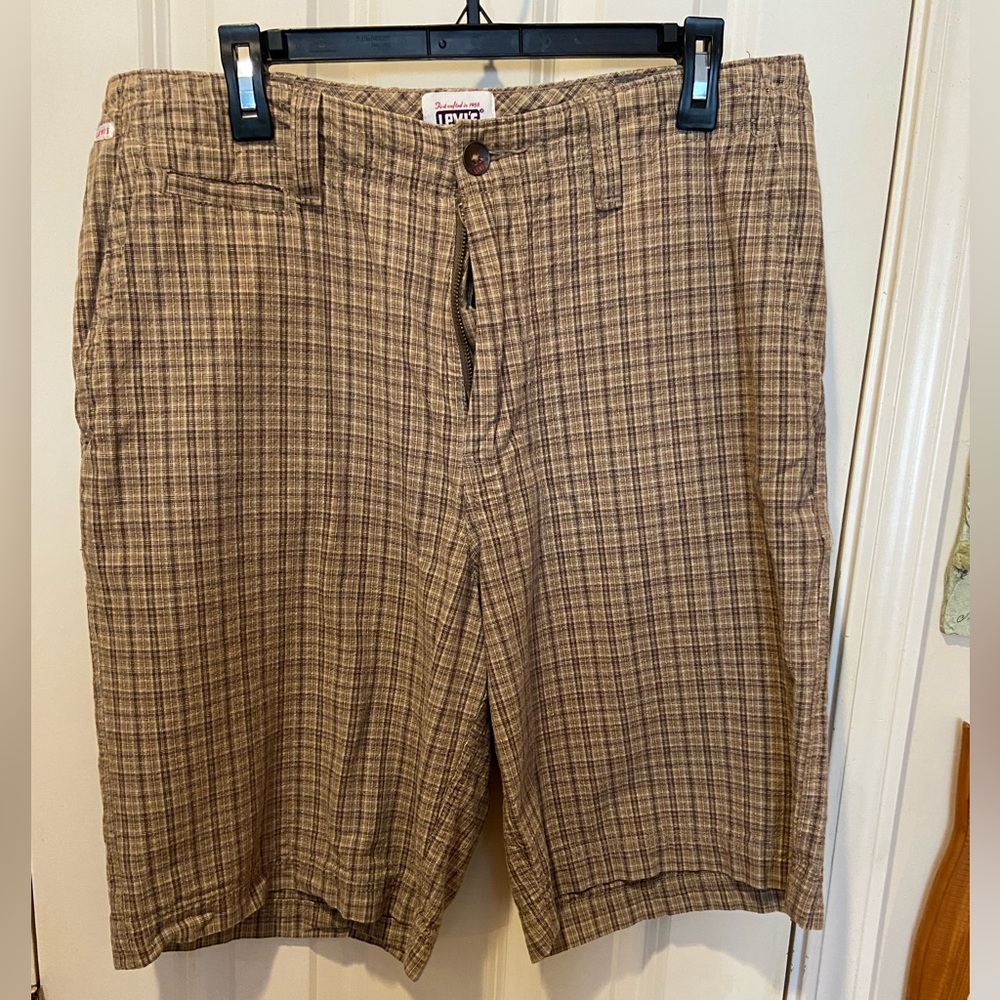 Men’s 100% Cotton Brown Checked Walking Shorts